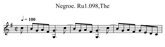 Negroe. Ru1.098,The - staff notation