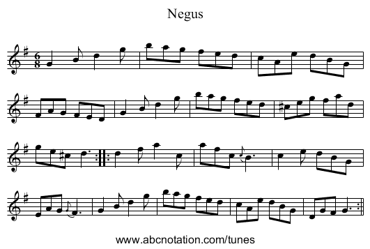 Negus - staff notation