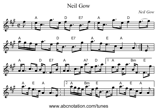 Neil Gow - staff notation