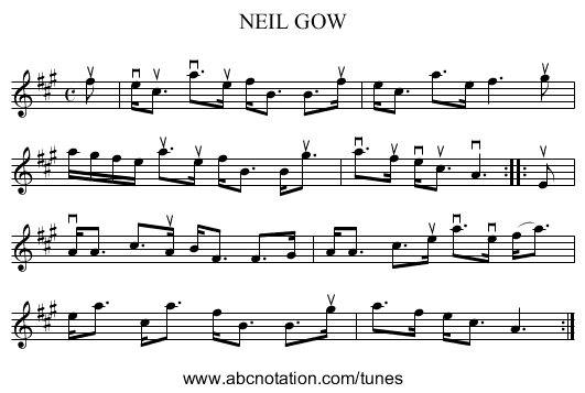 NEIL GOW - staff notation