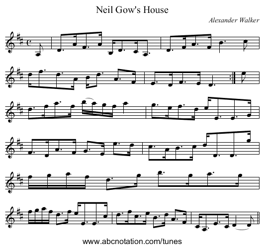 Neil Gow's House - staff notation