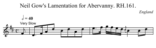 Neil Gow's Lamentation for Abervanny. RH.161. - staff notation