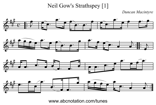 Neil Gow's Strathspey [1] - staff notation