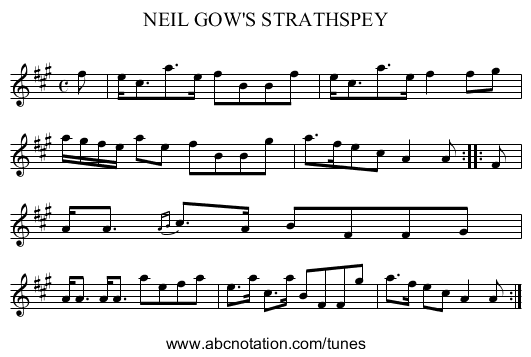 NEIL GOW'S STRATHSPEY - staff notation