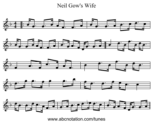 Neil Gow's Wife - staff notation