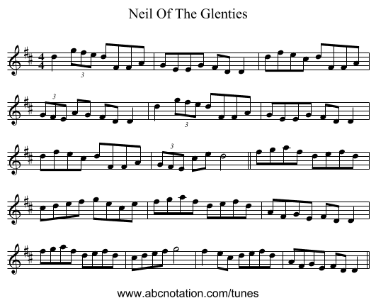 Neil Of The Glenties - staff notation
