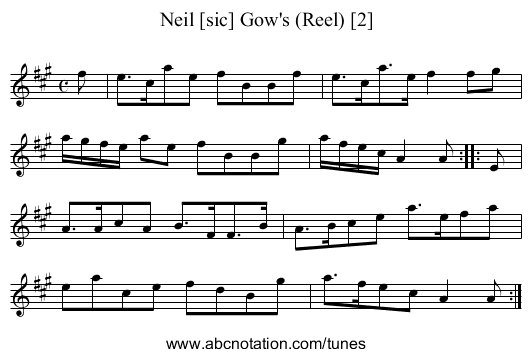 Neil [sic] Gow's (Reel) [2] - staff notation