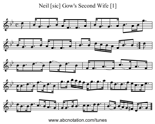 Neil [sic] Gow's Second Wife [1] - staff notation
