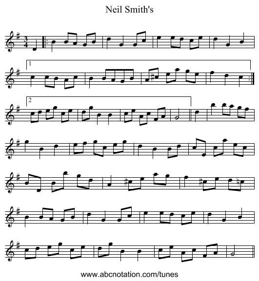 Neil Smith's - staff notation