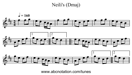 Neili's (Dmaj) - staff notation