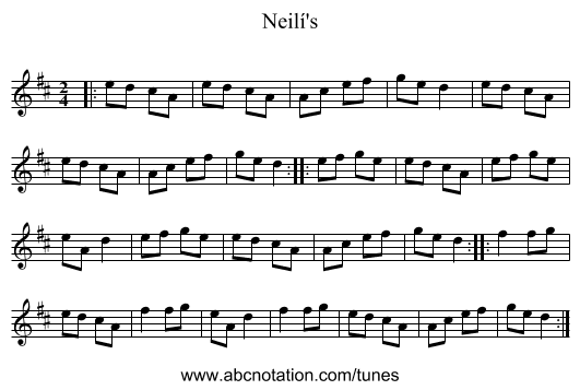 Neilí's - staff notation