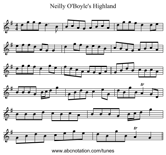 Neilly O'Boyle's Highland - staff notation