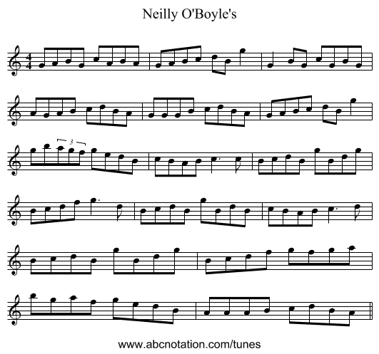 Neilly O'Boyle's - staff notation