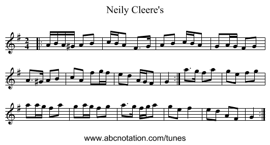 Neily Cleere's - staff notation