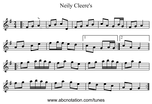 Neily Cleere's - staff notation