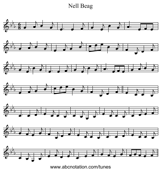 Nell Beag - staff notation