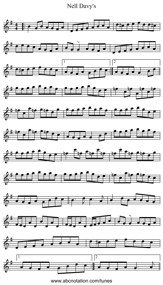 Nell Davy's - staff notation