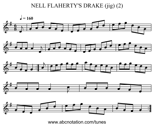 NELL FLAHERTY'S DRAKE (jig) (2) - staff notation