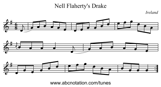 Nell Flaherty's Drake - staff notation