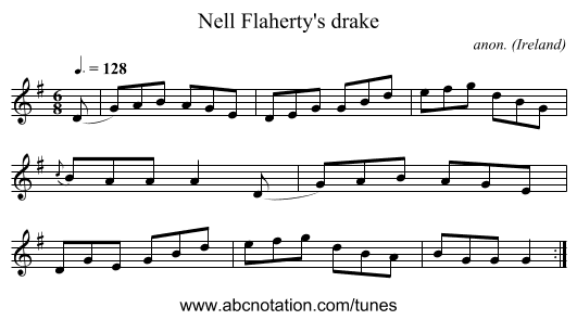 Nell Flaherty's drake - staff notation
