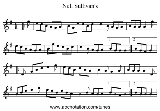 Nell Sullivan's - staff notation