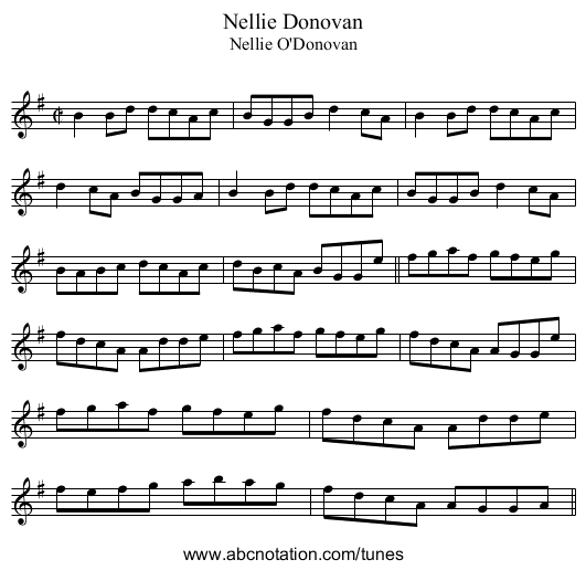 Nellie Donovan - staff notation