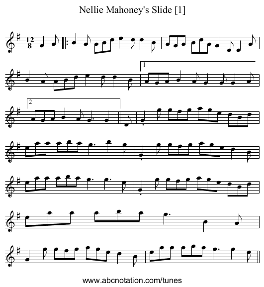Nellie Mahoney's Slide [1] - staff notation