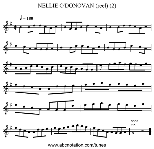 NELLIE O'DONOVAN (reel) (2) - staff notation