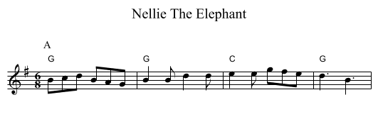 Nellie The Elephant - staff notation