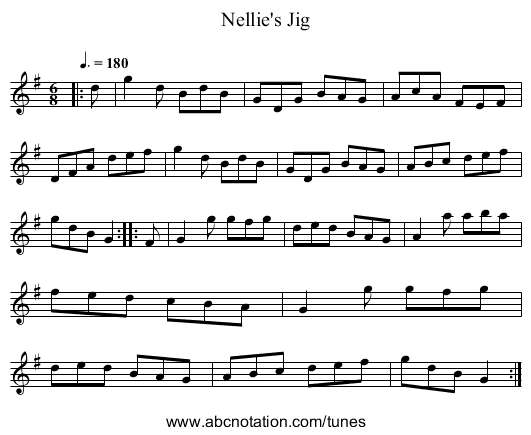 Nellie's Jig - staff notation