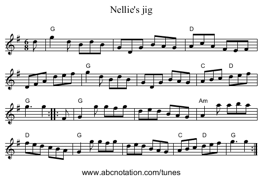 Nellie's jig - staff notation