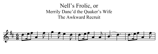 Nell’s Frolic, or - staff notation
