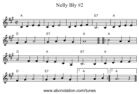 Nelly Bly #2 - staff notation