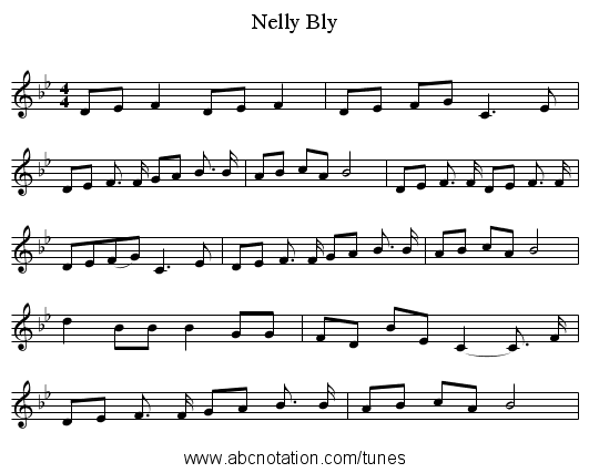 Nelly Bly - staff notation