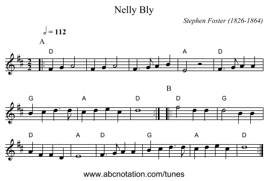Nelly Bly - staff notation