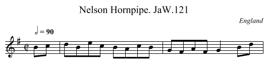 Nelson Hornpipe. JaW.121 - staff notation