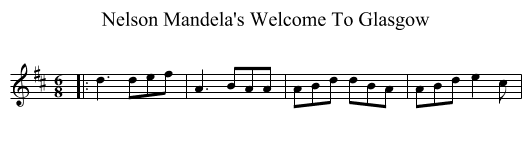 Nelson Mandela's Welcome To Glasgow - staff notation