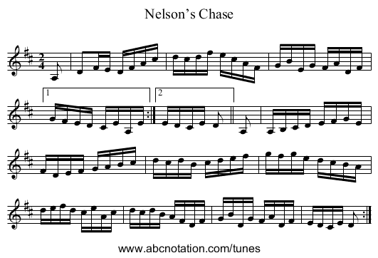 Nelson’s Chase - staff notation