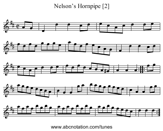 Nelson’s Hornpipe [2] - staff notation