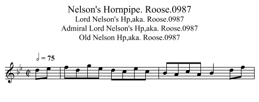 Nelson's Hornpipe. Roose.0987 - staff notation
