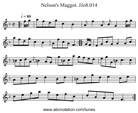 Nelson's Maggot. JJo8.014 - staff notation