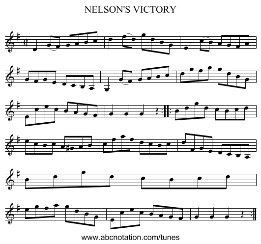 NELSON'S VICTORY - staff notation