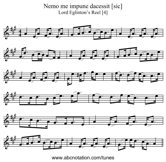 Nemo me impune dacessit [sic] - staff notation