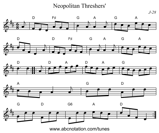 Neopolitan Threshers' - staff notation
