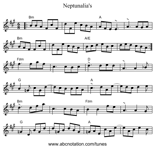 Neptunalia's - staff notation