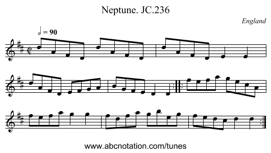 Neptune. JC.236 - staff notation
