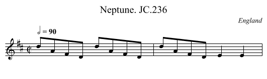 Neptune. JC.236 - staff notation