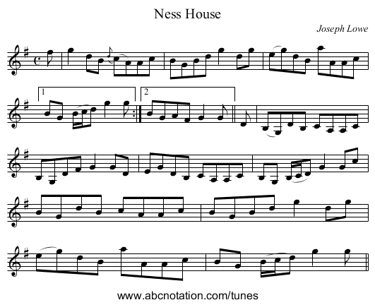 Ness House - staff notation