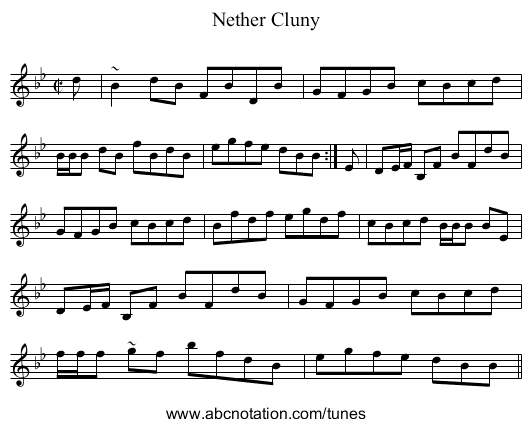Nether Cluny - staff notation