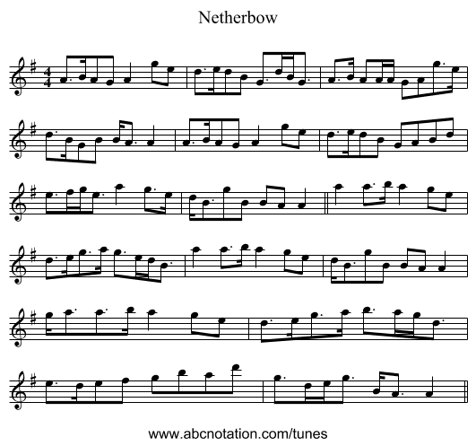 Netherbow - staff notation